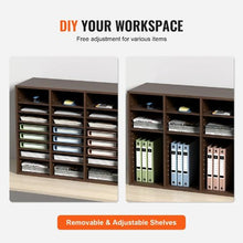 24-Compartment Literature Organizer with Adjustable Shelves Wood Mailbox Sorter EPA Certified (Brown)