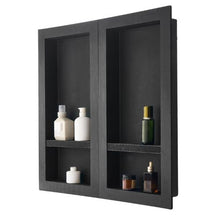 16 x 32 Inch Dual Shower Niches Recessed Wall Storage with Movable Shelves (Black)