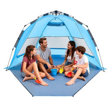 4-Person Pop Up Beach Tent – UPF 50+ Portable Sun Shade Canopy with Carry Bag & Sand Pockets for Camping Fishing & Outdoor Picnic