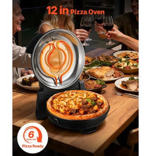 12-Inch Electric Pizza Oven 1200W 5-Mode Control 788°F (Black)