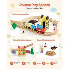 70PCS Wooden Train Set with Magnetic Crane Railway Track Toy for Kids Ages 3-8
