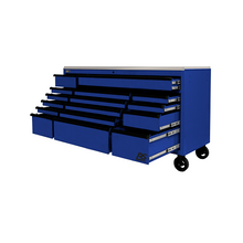 72” RS Pro Blue 16 Drawer Roller Cabinet with Stainless Steel BL04072164