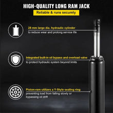3 Ton Hydraulic Long Ram 6600 lbs Capacity with Single Piston Pump and Clevis for Garage & Shop