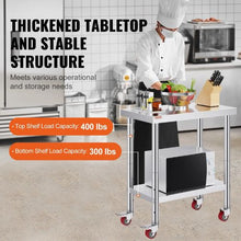30 X 18 In Stainless Steel Work Table with 4 Wheels  for Commercial Kitchen Restaurant GZT76-4585