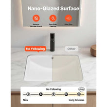 20.87" x 14.76" Rectangular Undermount Bathroom Sink White Ceramic Basin with Overflow