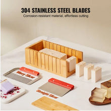 Soap Making Kit Bamboo Cutter Box Silicone Mold Straight & Wavy Cutters 100 Bags & 105 Stickers