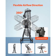 24 Inch Industrial Drum Fan - 7,500 CFM High Velocity 3-Speed Floor Fan with 360° Tilt Heavy-Duty Aluminum Blades
