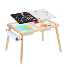 Toddler Sensory Table with 3 Storage Bins & Paper Roll Holder Indoor/Outdoor Sand & Water Play – Wooden Gift for Kids