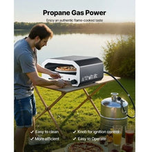 Outdoor Pizza Oven 16" Propane Gas Pizza Maker with Electric Rotation Pizza Stone & Carry Bag (Black)