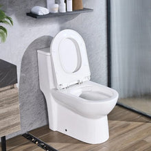 One-Piece Elongated Toilet 1.1/1.6 GPF Easy-Clean Skirted 12" Rough-In (White & Silver)