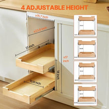 14X21 inch Pull Out Cabinet Organizer Soft Close Wood Drawe for home WD-1421 (2 Layers)