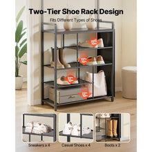 70.9" Hall Tree Coat Rack with Shoe Storage 4-Tier Organizer Hooks Side Pocket Wire Shelf Steel Frame for Entryway Bedroom Closet