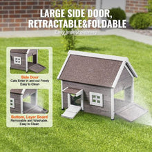 Weatherproof Outdoor Cat House with Large Side Door PVC Door Flaps Open Roof Clear Window 22"L x 30"W x 26"H
