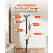 Metal Coat Rack with Umbrella Holder 14 Hooks & Marble Base – Stylish Entryway Tree for Hats Scarves Bag