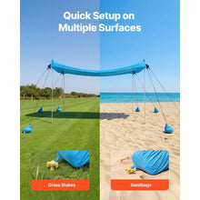 10x10 ft  Beach Tent Sun Shelter with UPF50+ Sun Protection 6.6 ft Tall with 8 Sandbags for Family Outings Camping