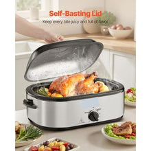 20QT Electric Roaster Oven 24lb Capacity Self-Basting Lid Defrost & Warm Functions