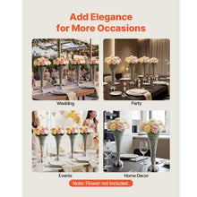 Crystal Wedding Flower Vase 20" Silver Cylinder Centerpiece Vases for Wedding & Party Decor (4PCS)