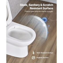 12 In Rough One-Piece Toilet Elongated Toilet Vortex Left Flush with Comfortable Chair Seat for Bathroom (White + Silver)