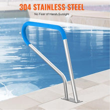 39 x 32 in Stainless Steel Pool Handrail Rustproof Safety Rail with Base Plate & Grip Cover