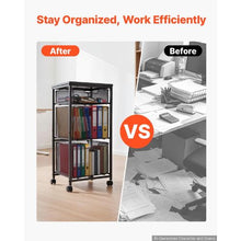 3-Tier Rolling File Cart with Drawers Under-Desk File Organizer 45 lbs Capacity (Black)