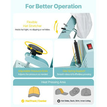 Hat Heat Press 4 Interchangeable Platens Temperature & Time Control HTV & Sublimation (Green)