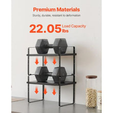 "Adjustable 2-Tier Kitchen Cabinet Shelf Organizer - Expandable Stackable Storage Riser for Pantry Bathroom & Office (Black)"