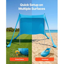 7.5x7.5 f Ft  Beach Tent Sun Shelter UPF50+ Sun Protection 6.6 ft Tall for Family Outings Camping (Blue)
