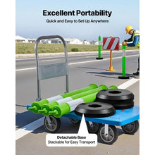 48" Traffic Delineator Posts with Fillable Base & Reflective Strips Green for Construction & Parking Lot Safety