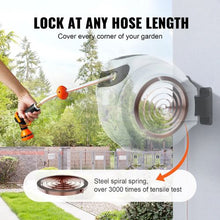 65 ft Retractable Hose Reel 5/8" Wall-Mounted Garden Hose Reel with 9-Pattern Nozzle & Auto Rewind