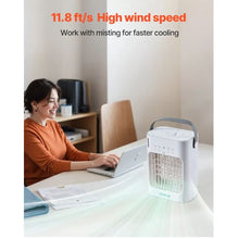 Portable Evaporative Air Cooler 4-in-1 Mini Air Conditione 3-Speed 700ml Water Tank 7H Timer 7-Color Light Desk AC Fan