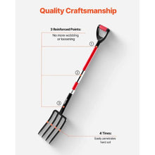 4-Tine Garden Fork – Heavy Duty 45" Fiberglass Handle Spading Fork for Digging Composting & Aeration
