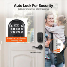 Keyless Entry Door Lock with Handle, Electronic Keypad, Matte Black DS50+L