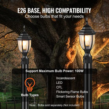 2 Pack Dusk to Dawn Outdoor Post Light 15.35 in Waterproof Lamp Post Fixtures with Glass Shade for Garden Pathway