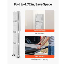 5-Tier Foldable Metal Storage Shelf with Wheels No Assembly (White)