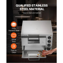 14" Commercial Countertop Pizza Oven Double Deck Stainless Steel Electric Oven with Stone for Restaurant & Home Baking