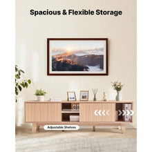 59 In Boho TV Stand with Adjustable Open Shelves & Sliding Door for Living Room Bedroom (Burlywood)