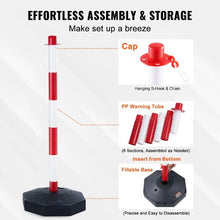 Adjustable Traffic Delineator Post Cones 4 Pack with Fillable Base & 8FT Chain Red & White for Parking Lot & Road Safety