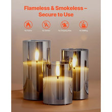 3-Pack Flameless LED Candles Real Wax with Remote Timer & Flickering Light (Gray)