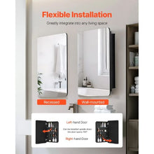 16.5x27.5 Inch Medicine Cabinet with Mirror Aluminum Frame 3-Layer Adjustable Shelves Recessed & Wall-Mounted for Bathroom