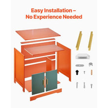 31-Inch Cat Litter Box Enclosure Hidden Cabinet with Shelf & Storage Wooden Kitty House End Table Fits Most Litter Boxes (Red & Green)