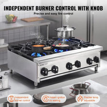 Commercial 6-Burner Gas Stove 168,000 BTU Propane/Natural Gas Range Stainless Steel