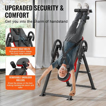 Heavy Duty Inversion Table – 300lbs Capacity Back Stretcher with Headrest Ankle Lock Adjustable Protective Belt (Red/Black)