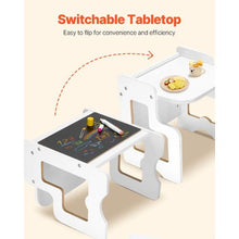 Montessori 3-in-1 Toddler Table & Chair Set with Chalkboard Adjustable Height (White)