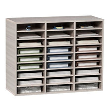 27 Slot Wooden Literature Organizer File & Mail Sorter with Adjustable Shelves – (Grey)