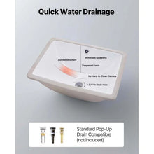 18.11" x 12.99" Rectangular Undermount Bathroom Sink White Ceramic Basin with Overflow