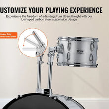 Adult 5-Piece 22″ Full-Size Drum Set – Complete Beginner Kit with Throne, Cymbals & Pedal (Silver)