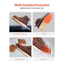 Steel Toe Moc Toe Work Boots for Men Size 10 Waterproof & Slip-Resistant (Brown)