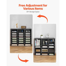 24-Compartment Wooden Literature Organizer with Adjustable Shelves for MDF Mail Sorter for Files & Documents (Grey)