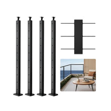 36" Cable Railing Posts 4-Pack Black Stainless Steel with Horizontal Holes (Pack of 2)