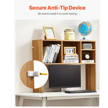 Desktop Bookshelf 1-Tier Storage Rack with Anti-Slip Feet (Wood Color)